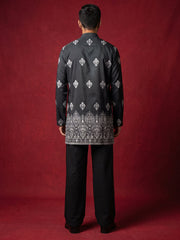 Cotton Blend Ethnic Printed Kurta With Korean Pants ( 65KP PJ11B 5614Black )