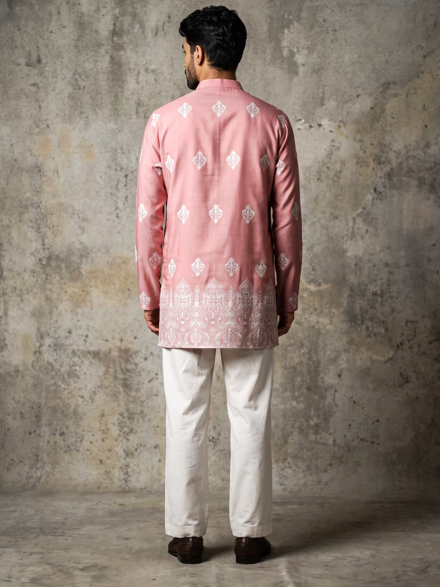 DesiQlo Men Printed Kurta Pyjama Set - Pink