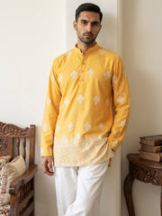 Cotton Blend Ethnic Printed Kurta With Korean Pants ( 65KP PJ11W 5614Yellow )