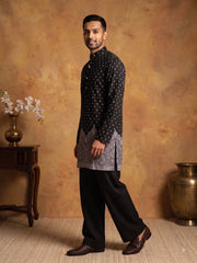 Printed Cotton Blend Kurta Korean Pants Set ( 65KP PJ11B 5622Black )