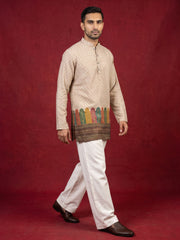 Cotton Blend Printed & Thread Work Kurta with Korean Pants ( 65KP PJ11W 5623Beige )