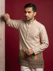 Cotton Blend Printed & Thread Work Kurta with Korean Pants ( 65KP PJ11W 5623Beige )