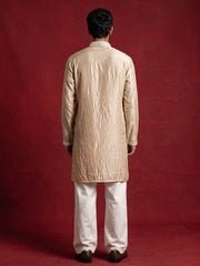 Silk Blend Embroidered Kurta with Korean Pants ( 65KP PJ11W 5626Beige )