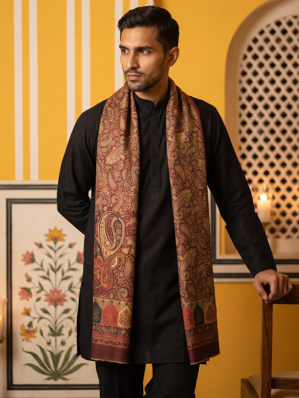 DesiQlo Men Solid Kurta Pyjama Set - Black - 65KP_DM-M2_5586Black_S