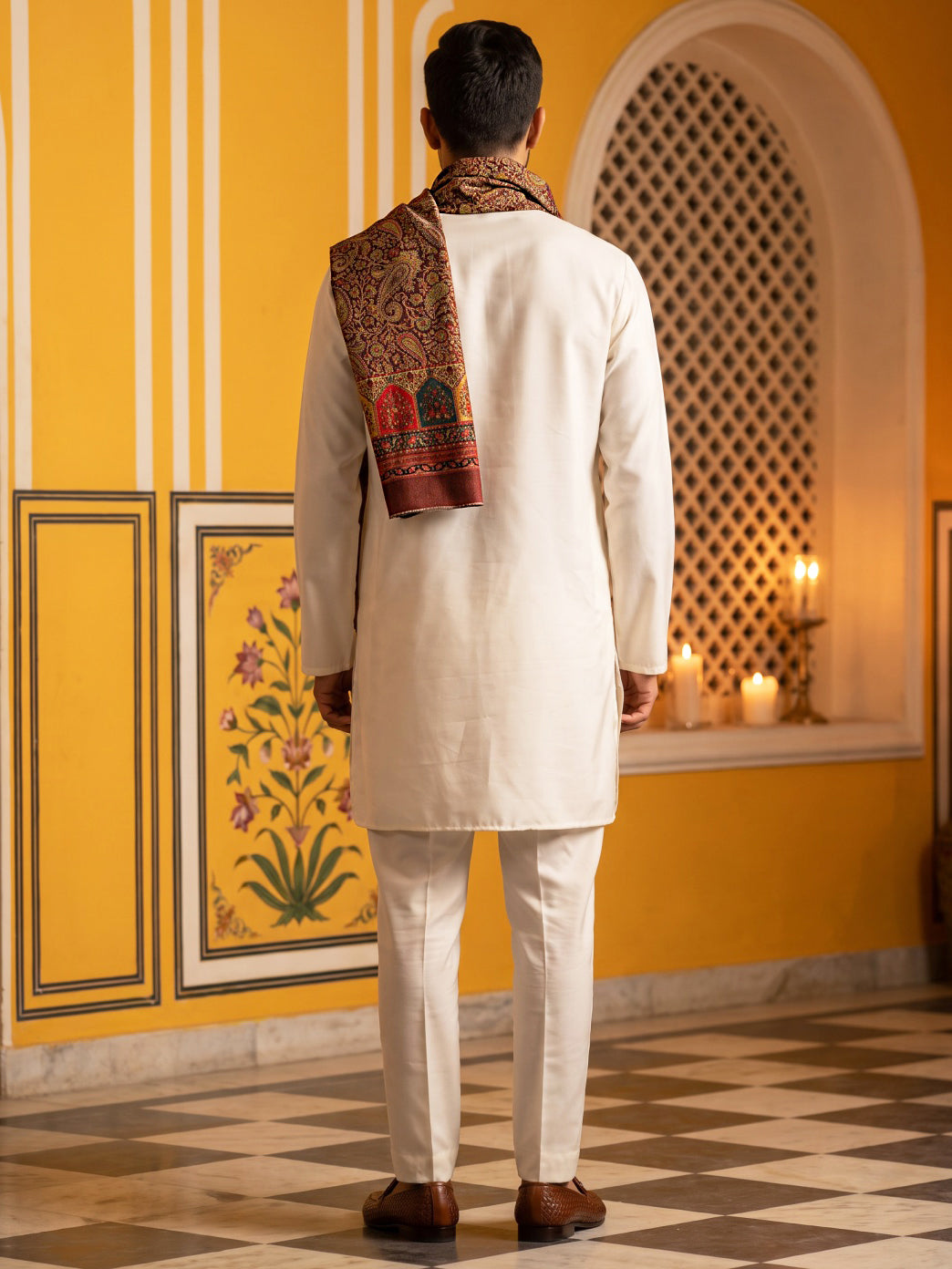 DesiQlo Men Solid Kurta Pyjama Set - White - 65KP_DM-M2_5586White_S