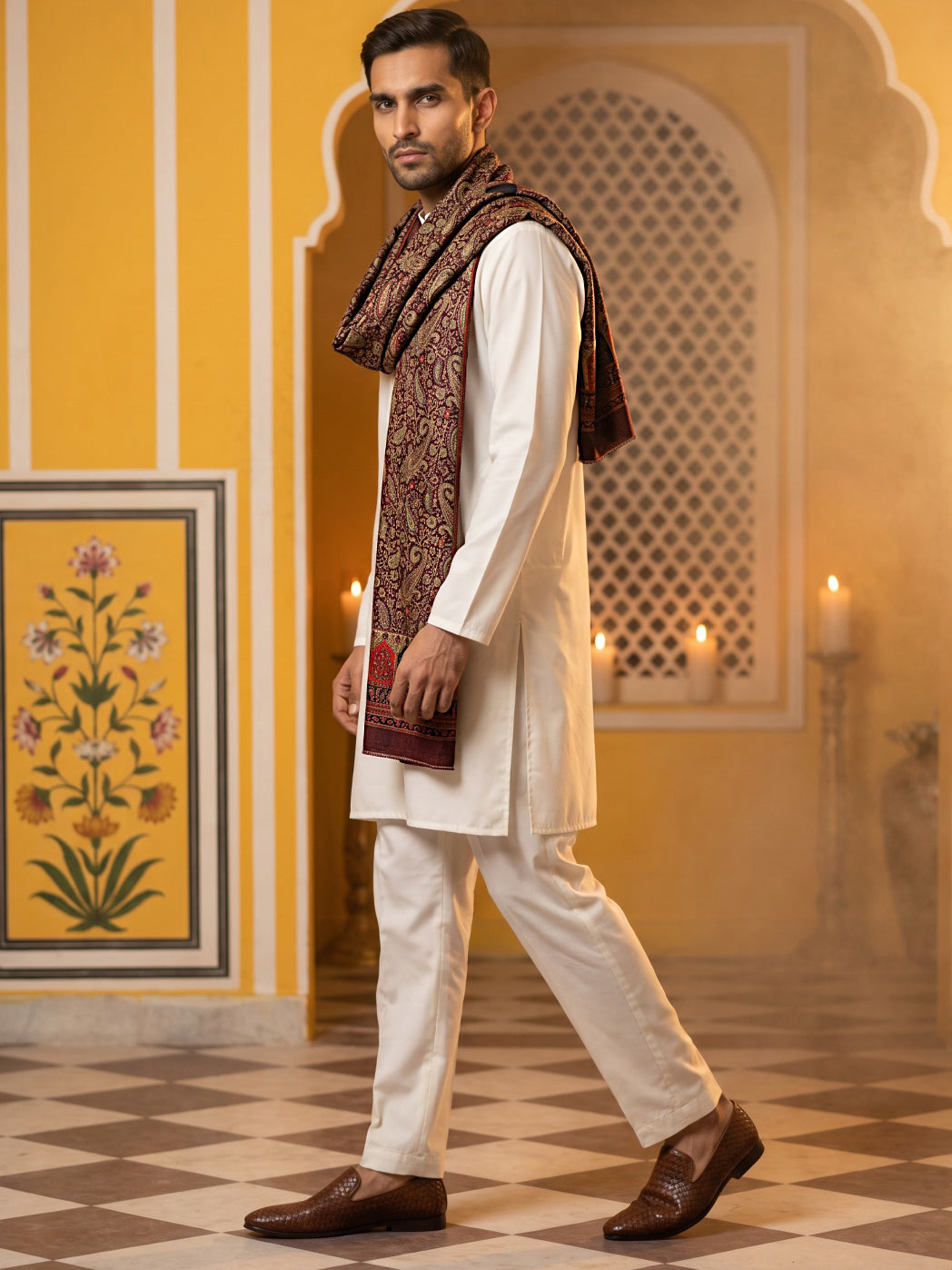 DesiQlo Men Solid Kurta Pyjama Set - White - 65KP_DM-M2_5586White_S