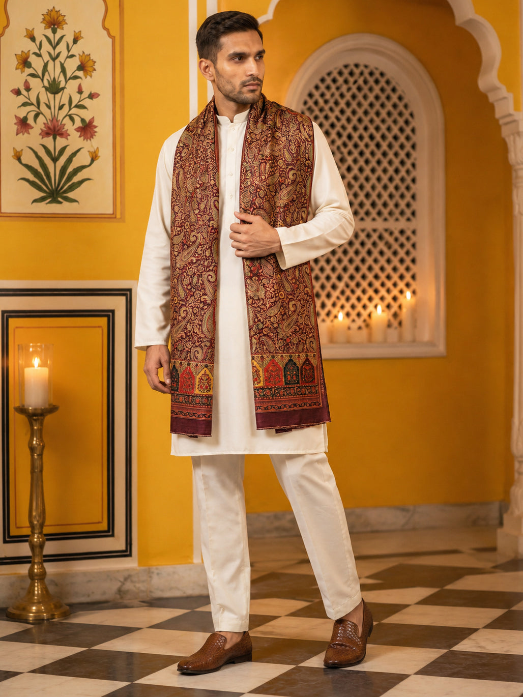 DesiQlo Men Solid Kurta Pyjama Set - White - 65KP_DM-M2_5586White_S
