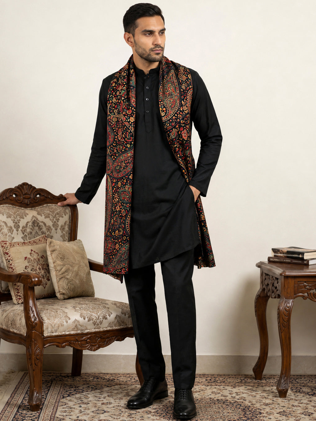 DesiQlo Men Solid Kurta Pyjama Set - Black
