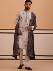Paisley Print Kurta Pyjama Set with Contrast Dupatta ( 65KP D 5374 D 5374Cream ) [FF] [1-3]