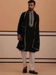 Silk Blend Kurta Set with Matching Embroidered Dupatta (65KP D 5375 Black ) [FF] [A-1-4]