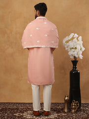 Silk Blend Embroidered Kurta Pyjama Dupatta Set (65KP D 5438 Peach ) [FF] [P-14]
