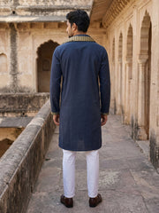 Men’s Embroidered Kurta Pyjama with Dupatta Set ( 65KP P D 5540Navy ) [FF] [L-2-5]