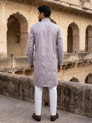 Men’s Traditional Thread Embroidered Kurta Set & Dupatta ( 65KP D 5549Purple ) [FF] [F-9]