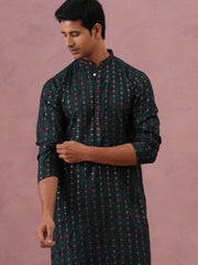 Silk Blend Embroidered Kurta Pyjama Set for Men ( 65KP PJ11B 5372 PJ11B 5372Olive )