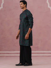 Silk Blend Embroidered Kurta Pyjama Set for Men ( 65KP PJ11B 5372 PJ11B 5372Olive )