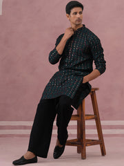 Silk Blend Embroidered Kurta Pyjama Set for Men ( 65KP PJ11B 5372 PJ11B 5372Olive )
