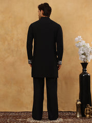 Japanese Fabric Embroidered Kurta Pyjama ( 65KP PJ11B 5453Black ) [FF] [N-7-8]