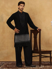 Japanese Imported Embroidered Kurta Set ( 65KP PJ11B 5502Black ) [FF] [L-4-5]