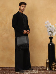 Japanese Imported Embroidered Kurta Set ( 65KP PJ11B 5502Black ) [FF] [L-4-5]