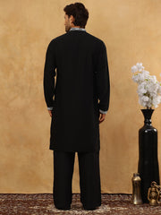 Men's Japanese Imported Embroidered Kurta Set ( 65KP PJ11B 5504Black )