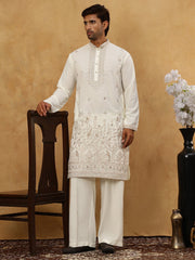 Luxury Japanese Imported Kurta Set for Men ( 65KP PJ11W 5503White )