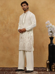 Luxury Japanese Imported Kurta Set for Men ( 65KP PJ11W 5503White )