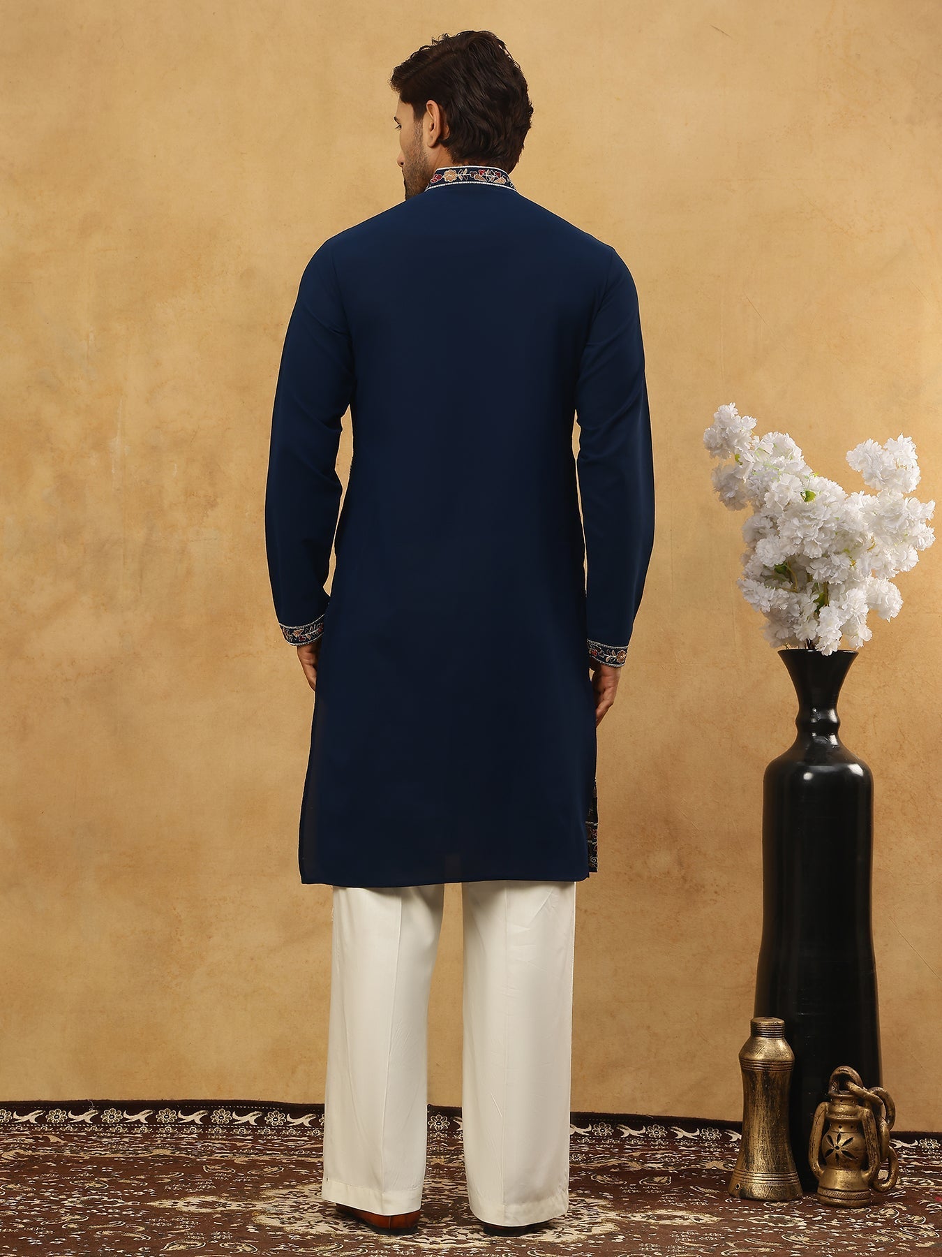 DesiQlo Men Embroidered Kurta Pyjama Set - Multicolor - 65KP_PJ11W_550