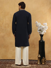 Men’s Japanese Embroidered Kurta Set ( 65KP PJ11W 5512Navy ) [FF] [K-5-6]