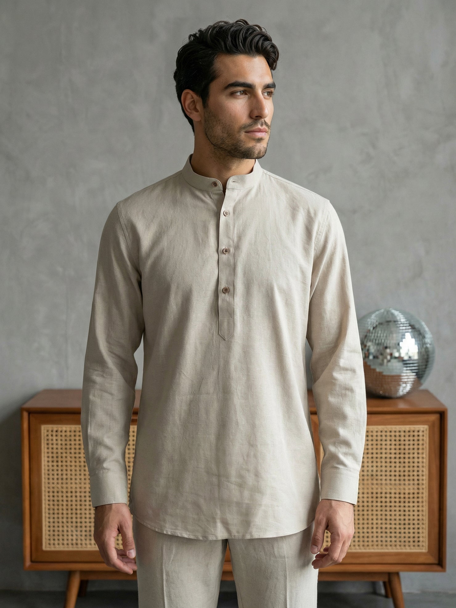 DesiQlo Men Solid Kurta Only - Beige