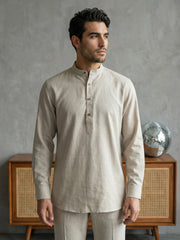 Men’s Solid Pure Cotton Short Kurta ( 65SK 5398Beige ) [FF] [P-16]