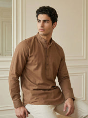 Men’s Solid Pure Cotton Short Kurta ( 65SK 5398Brown ) [FF] [P-16]