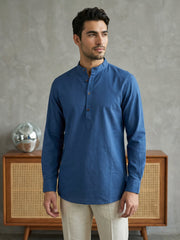Men’s Solid Pure Cotton Short Kurta ( 65SK 5398Navy ) [FF] [P-16]