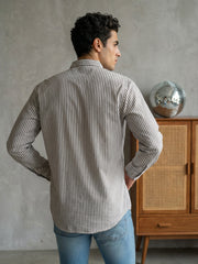 Men’s Beige Striped Short Kurta ( 65SK 5456Beige ) [FF] [O-6]