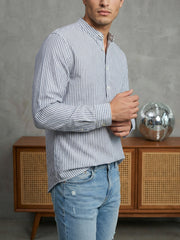 Men’s Blue Striped Short Kurta ( 65SK 5456Blue ) [FF] [O-6]