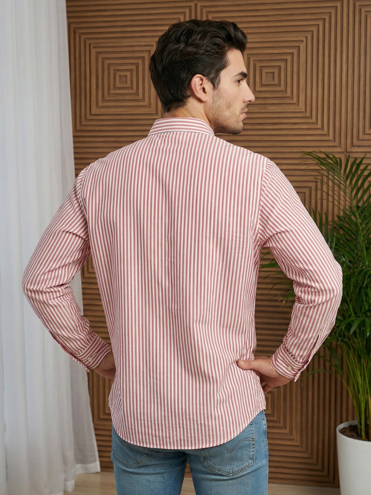 DesiQlo Men Striped Kurta Only - Orange