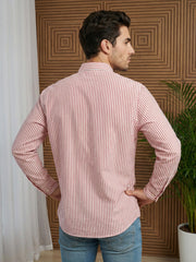 Men’s Coral Striped Short Kurta ( 65SK 5456Coral ) [FF] [O-6]