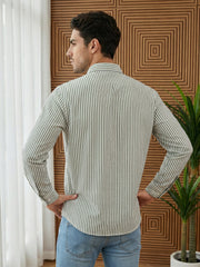 Men’s Green Striped Short Kurta ( 65SK 5456Green ) [FF] [O-6]
