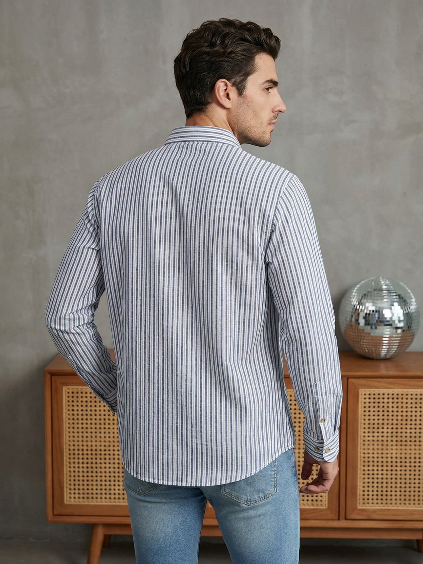 DesiQlo Men Striped Kurta Only - Blue - 65SK_5471Blue_S