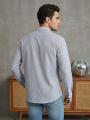 Men’s Blue Striped Short Kurta ( 65SK 5471Blue ) [FF] [K-14]