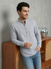 Men’s Blue Striped Short Kurta ( 65SK 5471Blue ) [FF] [K-14]