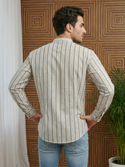 Men’s Yellow Striped Short Kurta ( 65SK 5471Yellow ) [FF] [K-14]