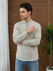 Men’s Yellow Striped Short Kurta ( 65SK 5471Yellow ) [FF] [K-14]
