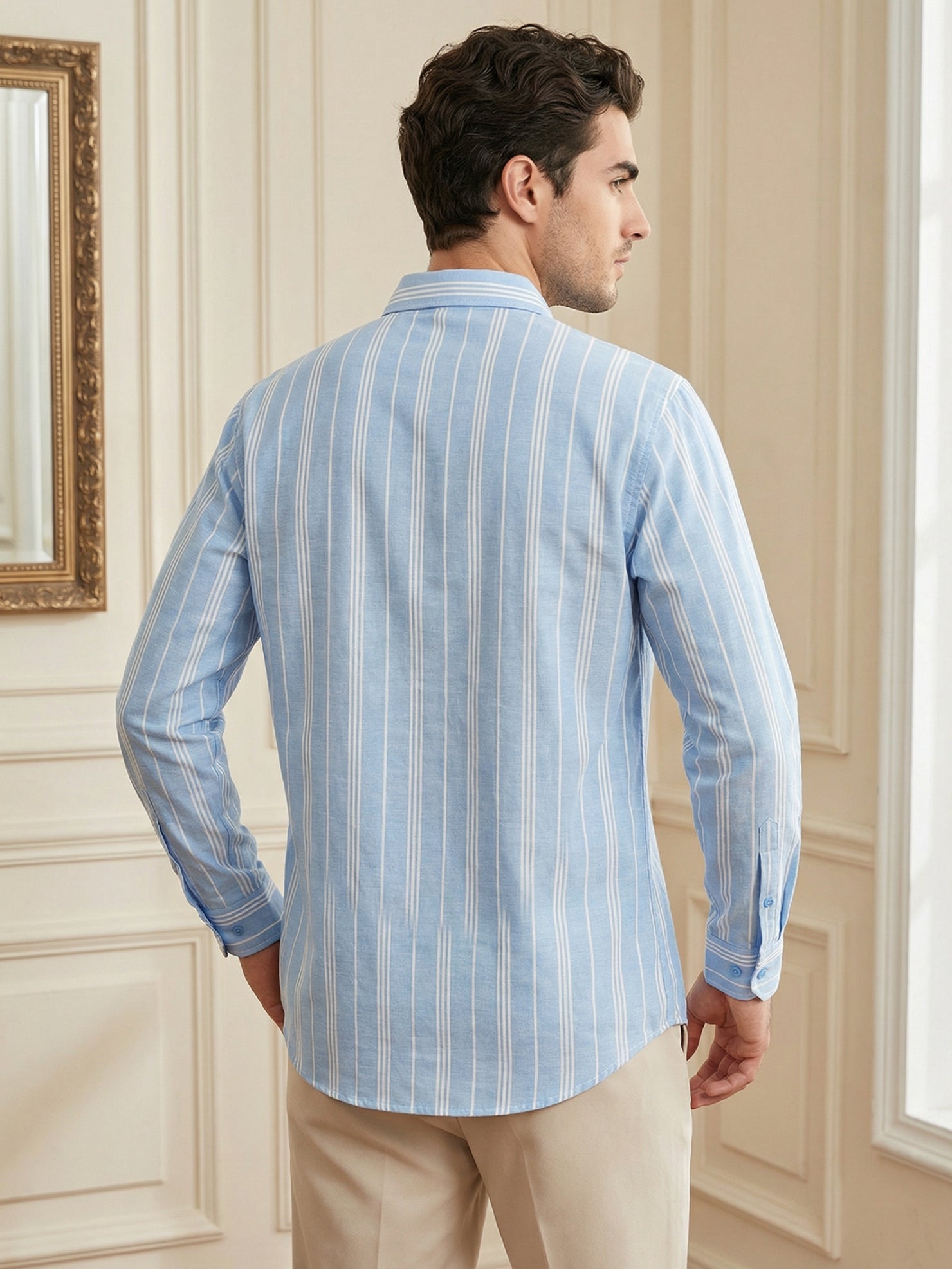 DesiQlo Men Striped Kurta Only - Blue - 65SK_5485Blue_S