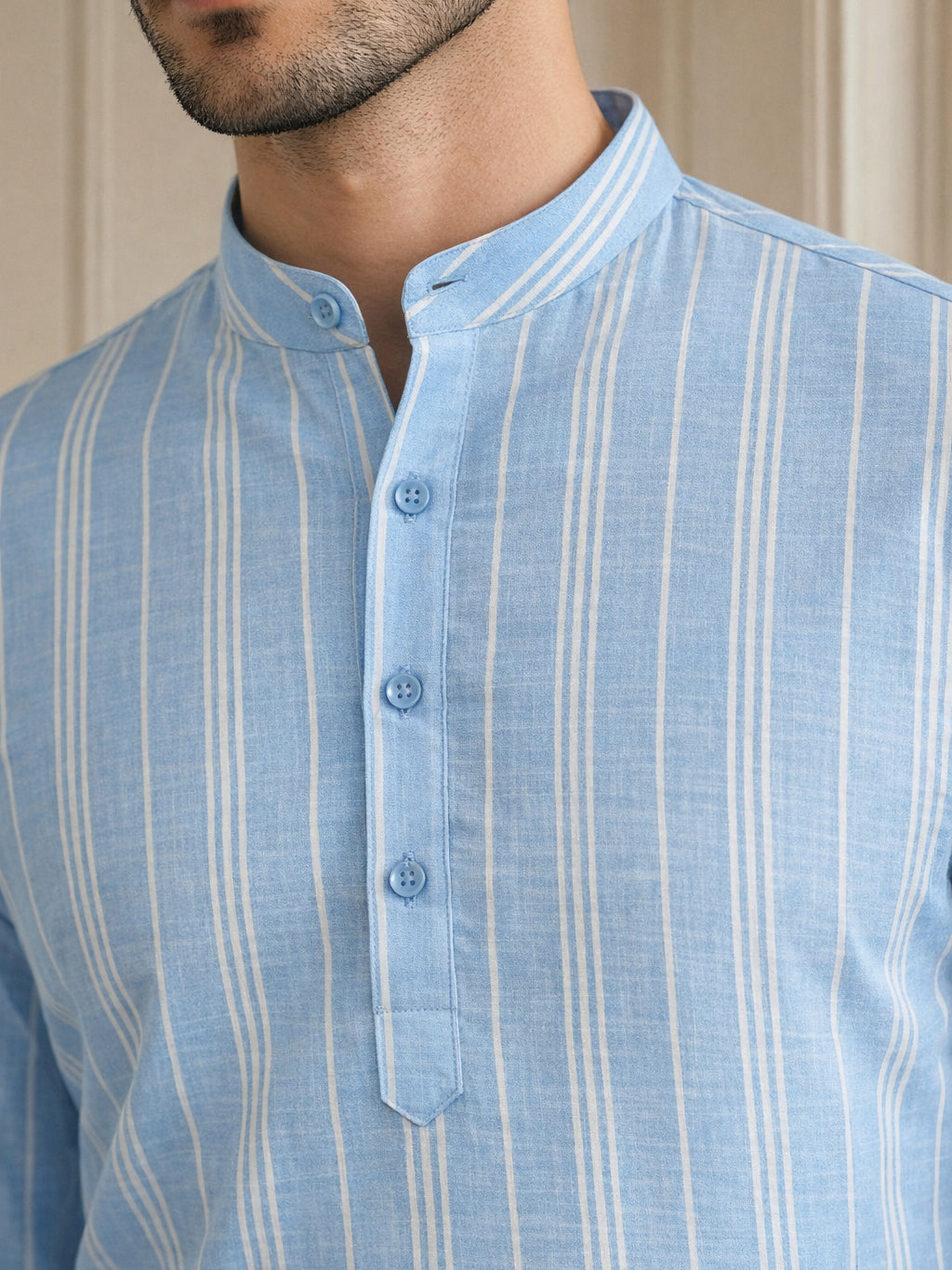 DesiQlo Men Striped Kurta Only - Blue - 65SK_5485Blue_S
