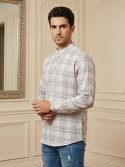 Men Classic Check Design Short Kurta ( 65SK 5486Pink ) [FF] [K-14]