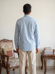 Cotton Blend Traditional Printed Short Kurta ( 65SK 5564Sky ) [FF] [A-13]