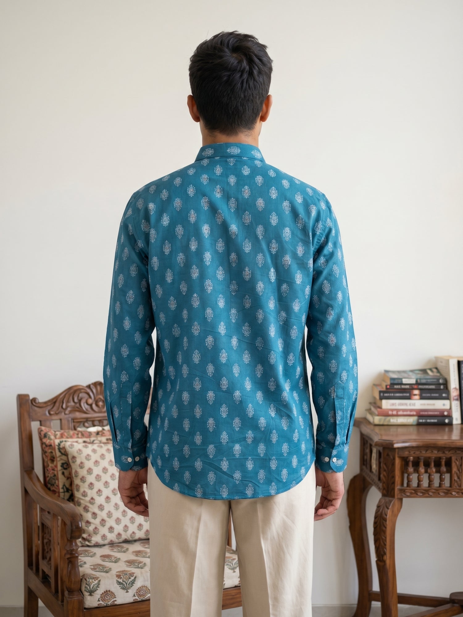 DesiQlo Men Printed Kurta Only - Green - 65SK_5564Teal_S