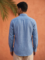 Linen Blend Solid Short Kurta ( 65SK 5613Blue )
