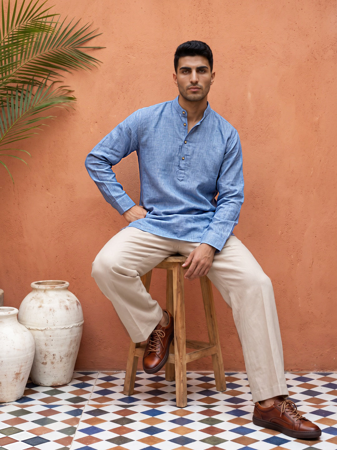 DesiQlo Men Solid Kurta Only - Blue
