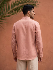 Linen Blend Solid Short Kurta ( 65SK 5613Coral )